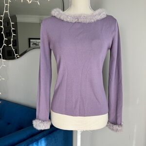 90s vintage fur trim knit top